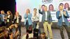 Gisela Scaglia y Federico Angelini junto con Mauricio Macri en la campaña de 2021.