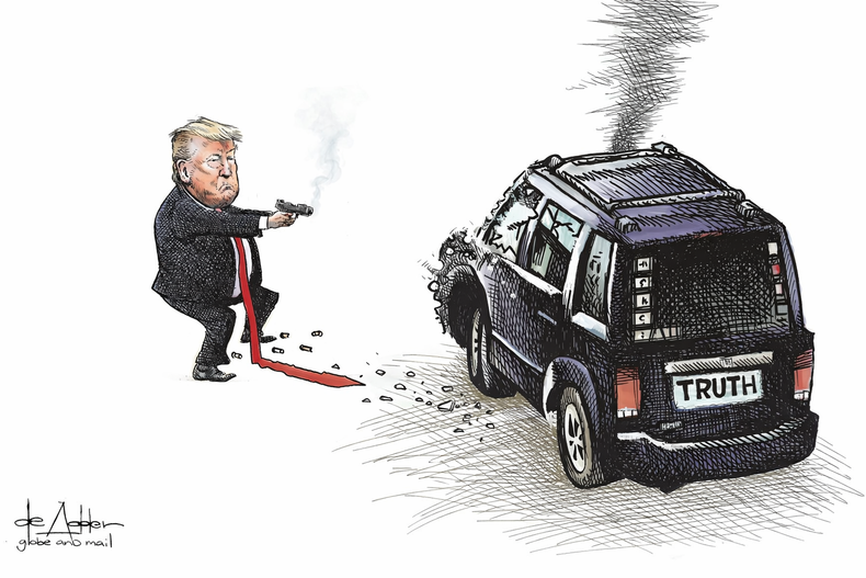 Donald Trump y su relación con la verdad tras el asesinato de Renee Nicole Good a manos de un agente del Servicio de Inmigración y Aduanas (ICE), según la ácida mirada de Michael de Adder en The Globe and Mail (Canadá).
