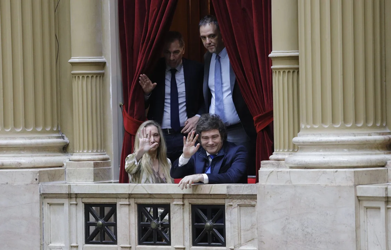 Javier Milei y Karina Milei en el Congreso.&nbsp;