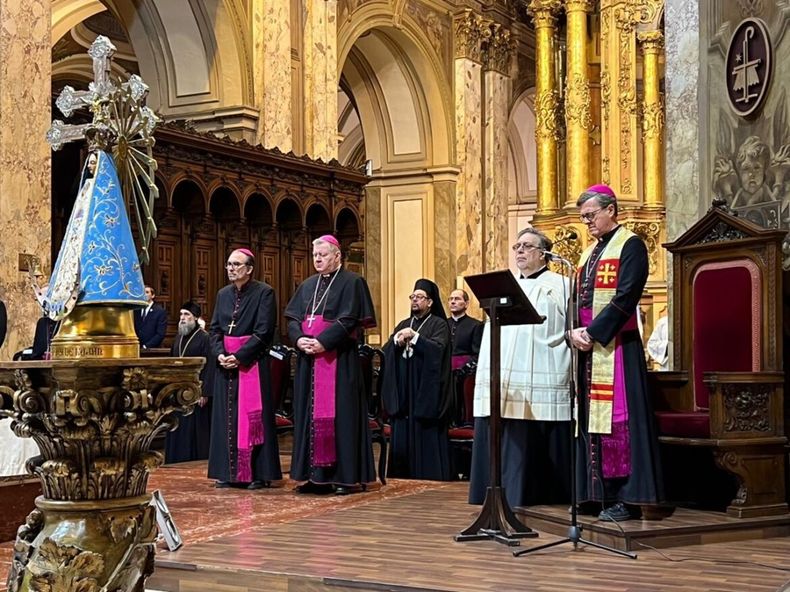 Jorge García Cuerva durante el tedeum ante el presidente Javier Milei