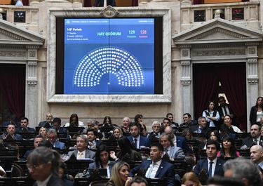 El bloque La Libertad Avanza en el momento del cuórum.&nbsp;