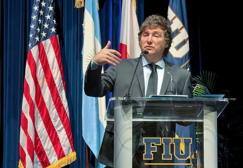 Javier Milei expuso en Miami, Estados Unidos