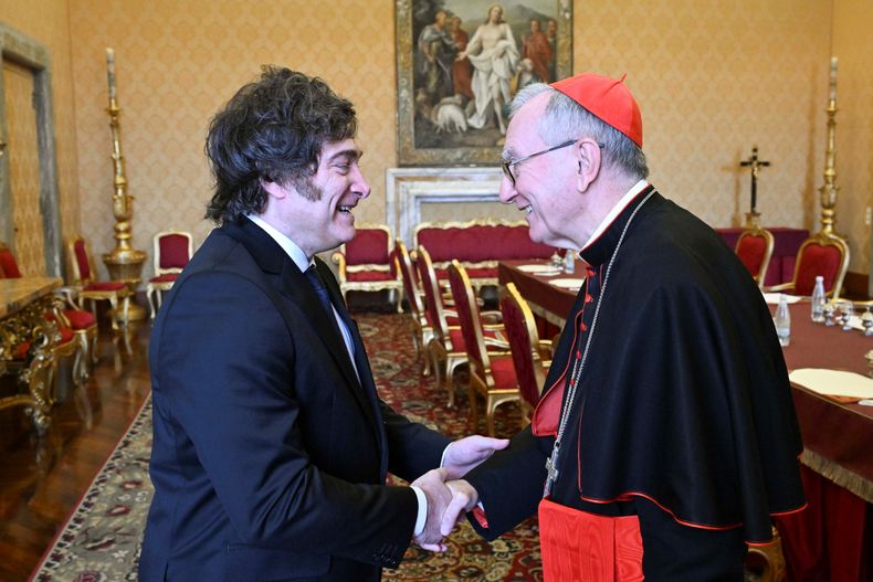 Javier Milei y el cardenal Pietro Parolin