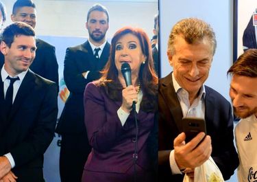 Lionel Messi con CFK, a la vuelta de Brasil 2018. Con Mauricio Macri, en 2018. Foto y me voy.