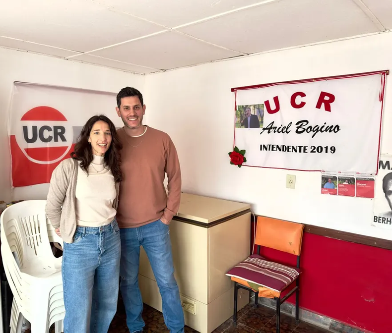 federico Guidugli, candidato de la UCR pampeana, junto a su segunda en la lista, la concejala piquense Eugenia Forte.
