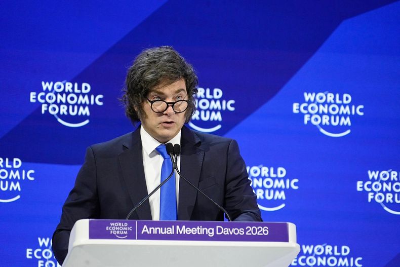 Javier Milei, durante su discurso en Davos.&nbsp;