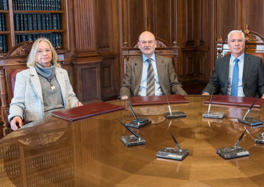La Suprema Corte de la provincia de Buenos Aires, hoy: Hilda Kogan, Daniel Soria y Sergio Torres.