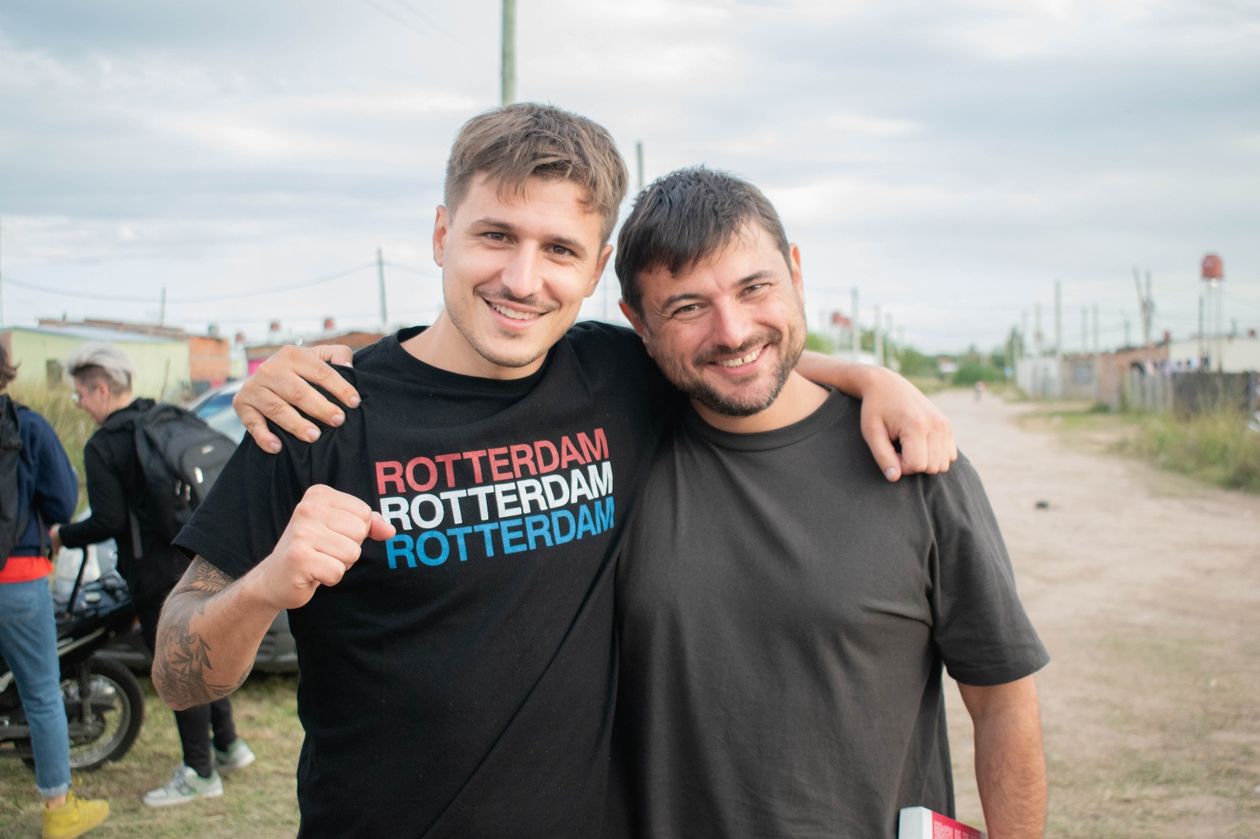 Juan Grabois con Restagno, candidato a concejal en Santa Fe.