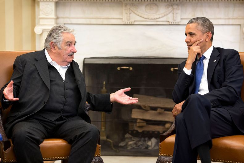 Sin corbata. Mujica en la Casa Blanca con Obama.