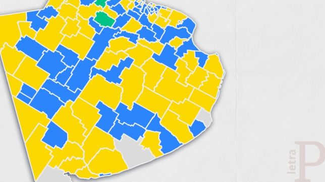 polarizacion al 96%: el mapa bonaerense, en amarillo y azul