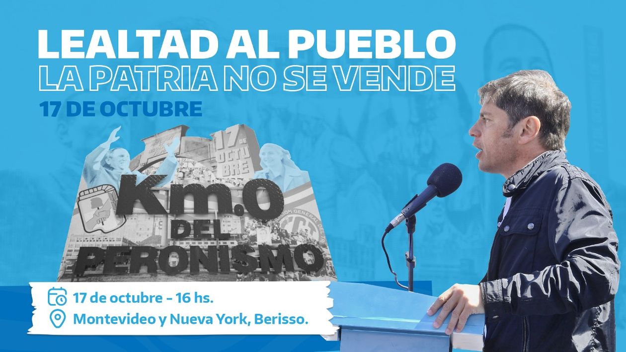 Afiche de convocatoria de Axel Kicillof al acto en Berisso.