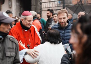 El obispo Jorge Lugones y el intendente Federico Otermin