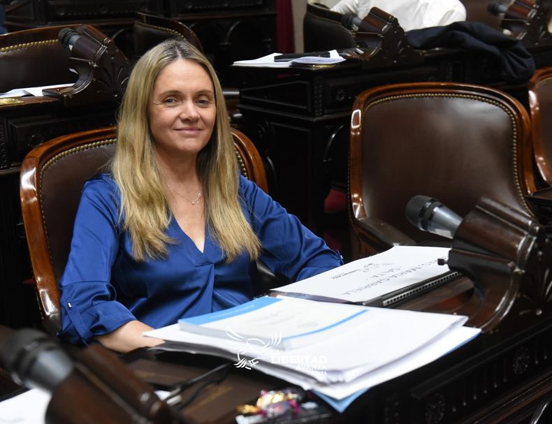 María Gabriela Flores en su banca de la Cámara de Diputados.&nbsp;
