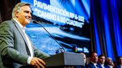 El gobernador de Córdoba, Martín Llaryora, en el anuncio de obras.&nbsp;