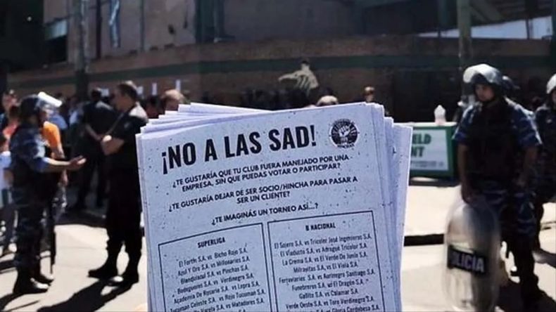 Campaña contra las SAD en los estadios argentinos.