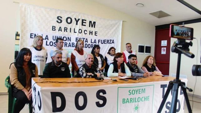 La cúpula del Sindicato de Obreros y Empleados Municipales de Bariloche, en conferencia de prensa. 