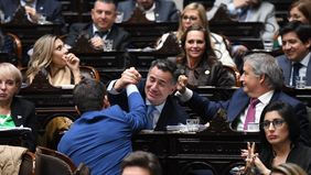 Gabriel Bornoroni, jefe de La Libertad Avanza, durante la votación de la ley Hojarasca, de Federico Sturzenegger.&nbsp;