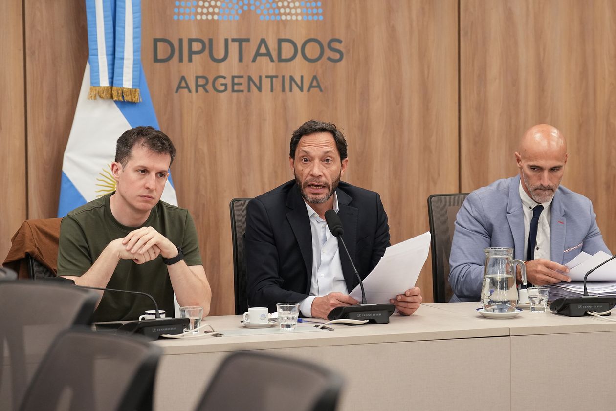 Juan Marino (UP) y Maximiliano Ferraro (Coalición Cívica), durante la comisión $Libra, en la que quedó complicada Karina Milei.&nbsp;