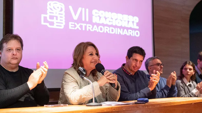 La presidenta del PS, Mónica Fein, durante el congreso nacional de Rosario que no logró cuórum para tomar definiciones.