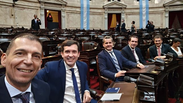 Luis Picat y sus pares de la UCR con peluca arman en Buenos Aires para Javier Milei,