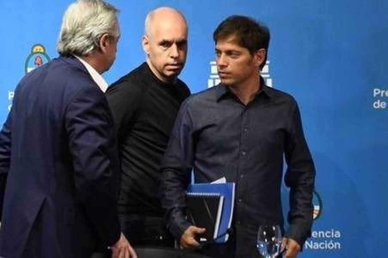 Alberto Fernández, Axel Kicillof y Rodríguez Larreta en Olivos