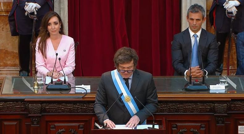 Javeri Milei habló por primera vez ante el Congreso .