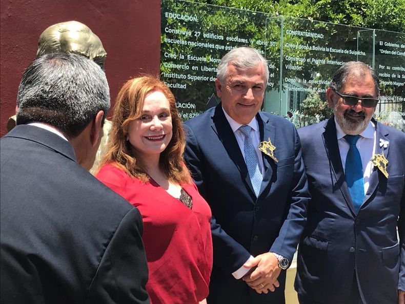 Cristina Guzmán Cambia Jujuy, con Gerardo Morales y el intendente capitalino Chuli Jorge. 