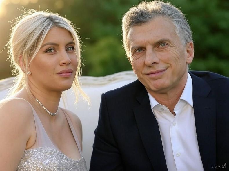 Mauricio Macri y Wanda Nara (Imagen generada por IA).