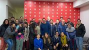Luciano Burket, el nuevo titular del socialismo de Buenos Aires, y sus compañeros de agrupación. (Twitter)&nbsp;