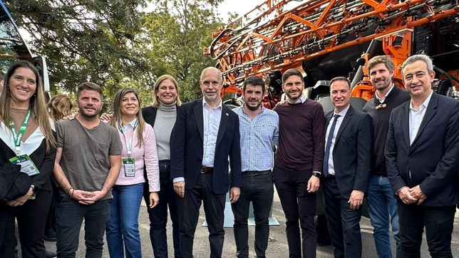Pablo Javkin con Horacio Rodríguez Larreta y Maximiliano Pullaro