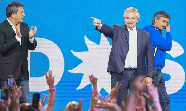 Alberto Fernández, Máximo Kirchner y Sergio Massa