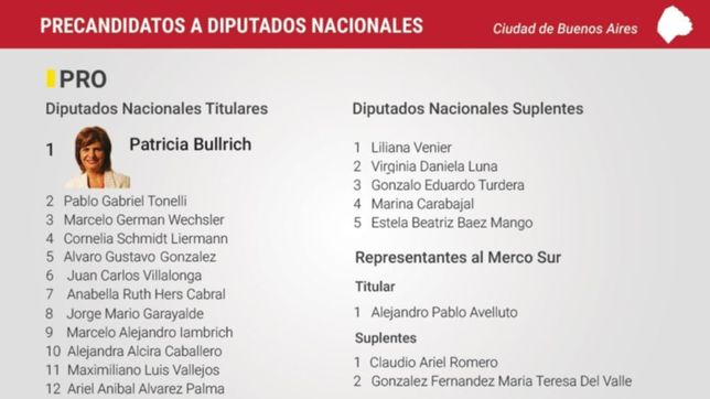 exclusivo: la lista completa de los diputados nacionales del pro para la ciudad