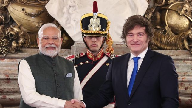 Javier Milei y Narendra Modi, en Casa Rosada. Indica compra cada vez más alimentos argentinos y compensa el déficit industrial con China.