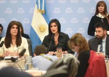 Juliana Santillán, diputada del bloque de Javier Milei; y el funcionario Alejandro Cacace.&nbsp;