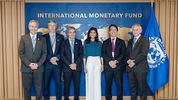 Pablo Quirno, Santiago Bausili, Luis Caputo, Gita Gopinath, Nicolás Posse y Vladimir Werning.
