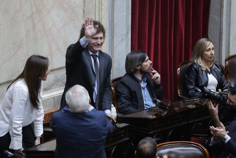 Victoria Villarruel, Javier Milei, Nicolás del Caño y Myriam Bregman en el Congreso (Foto: NA)