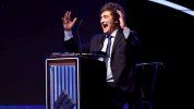 Javier Milei en el debate presidencial en Santiago del Estero