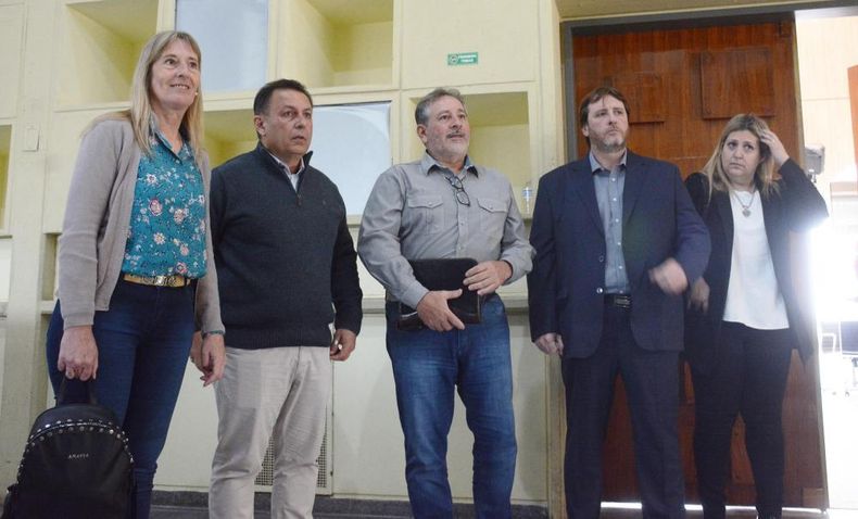 Intendencias de La Pampa en Casa de Gobierno: Mónica Stadler (Colonia Barón), Abel Sabarots (General Acha), Hugo Kenny (Victorica), Gustavo Salvadori (Ingeniero Luiggi). FOTO: El Diario de La Pampa.