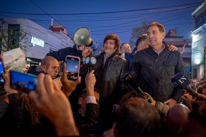Javier Milei y Diego Santilli en Mar del Plata.&nbsp;