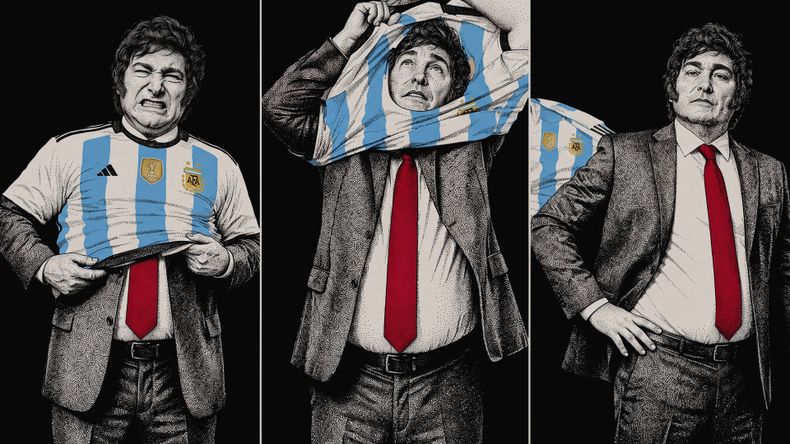 Javier Milei volvió a resbalar en la cancha embarrada de la batalla cultural (imagen generada con IA).
