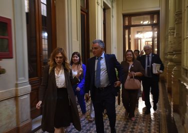 Sebastián Pareja con Lilia Lemoine, diputados cercanos a Karina Milei.&nbsp;