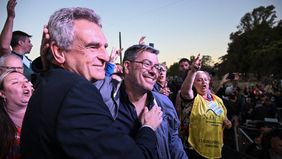 Agustín Rossi y Germán Martínez en un acto, los dos referentes del espacio