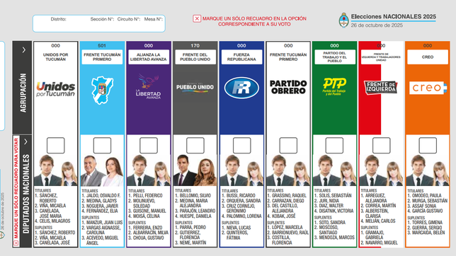 Son nueve las listas que aparecerán en la Boleta Única de Papel (BUP) en Tucumán.