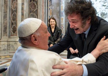 Javier Milei en su primer encuentro con el papa Francisco