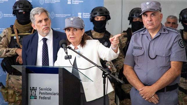 Patricia Bullrich cuando inauguró la nueva cárcel federal en Santa Fe en diciembre.