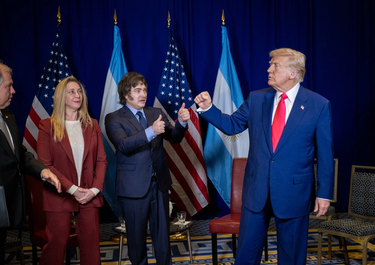 Karina Milei, Javier Milei y Donald Trump.&nbsp;