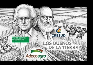 Federico Sturzenegger, Javier Milei y los dueños de la tierra (imagen generada con IA).