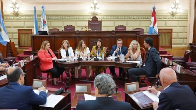 La presidenta de la Cámara de Diputados, Clara García, junto a los y las especialistas que sumaron aportes y críticas a las reformas judiciales.