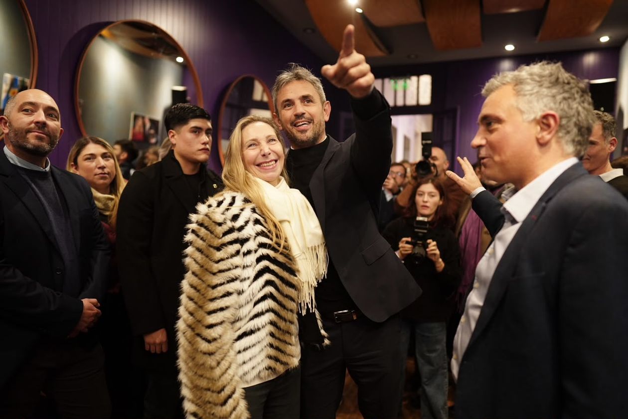 Karina Milei, Martín Menem y Sebastián Pareja en la inauguración del local de La Libertad Avanza.&nbsp;