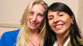 La candidata a senadora por Río Negro, Lorena VIllaverde, y Karina Milei.&nbsp;